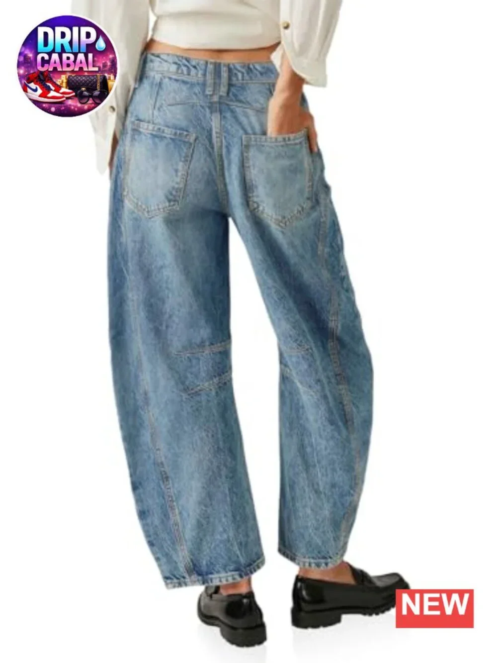 Baggy Boyfriend Jeans Wide Leg Mid Rise Ankle Denim Pants